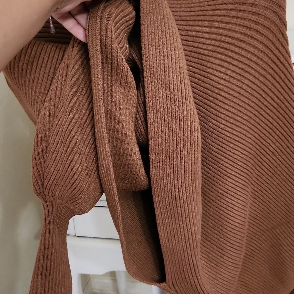 Batwing Chocolate Mocha Color Sweater Size small Lagenlook Glam Y2k Cozy - Picture 7 of 10